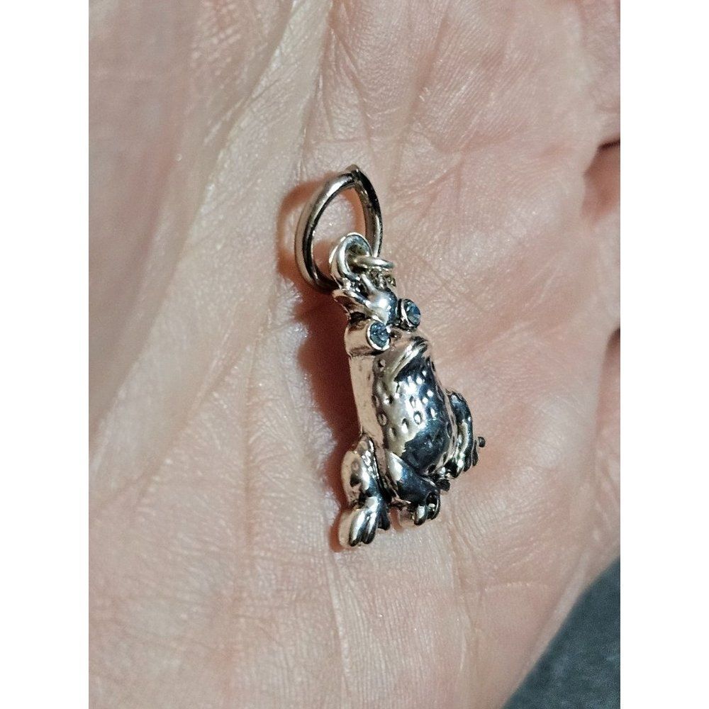 Silver tone frog pendant charm - Picture 6 of 9